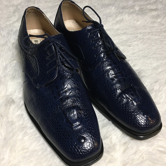 Bolano Other - Bolano Men’s Faux Alligator Print Oxfords - Navy